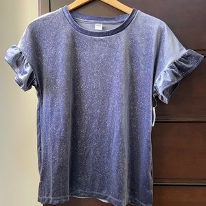 OLD NAVY Velour Ruffle Short Sleeved Top